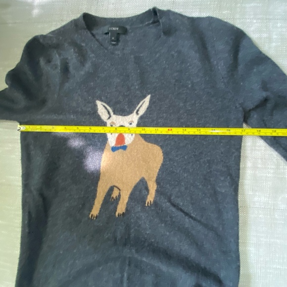J.Crew Womens Grey Wool Blend French Bulldog Crewneck Sweater- Sz-S/M - Picture 9 of 16